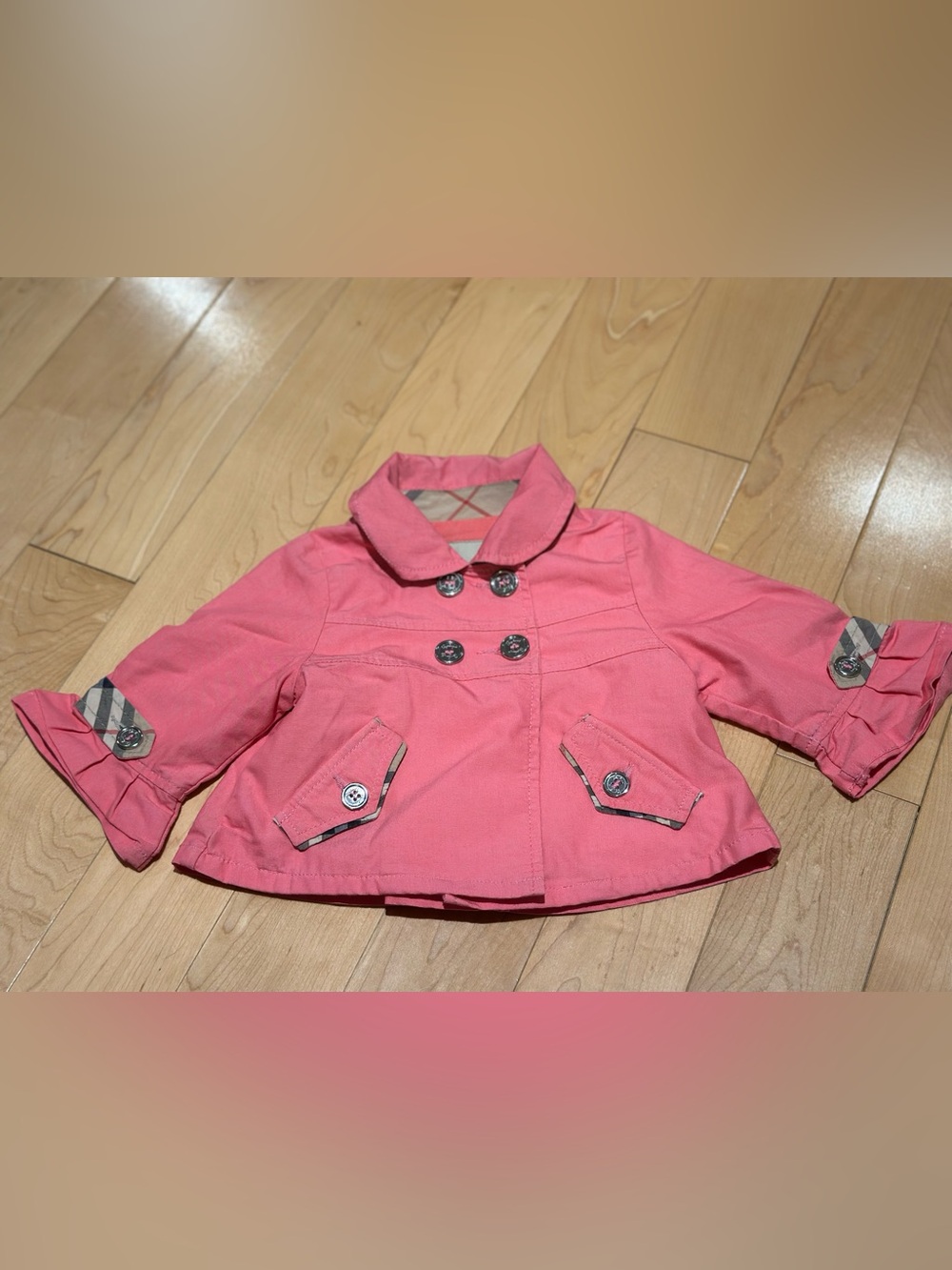 Burberry Pink Girls' baby Double-Breasted Pea Coat